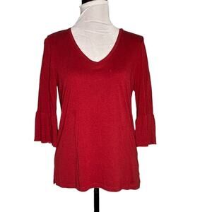 Gerard Darel V-Neck Jersey Knit Top Red Size Medium